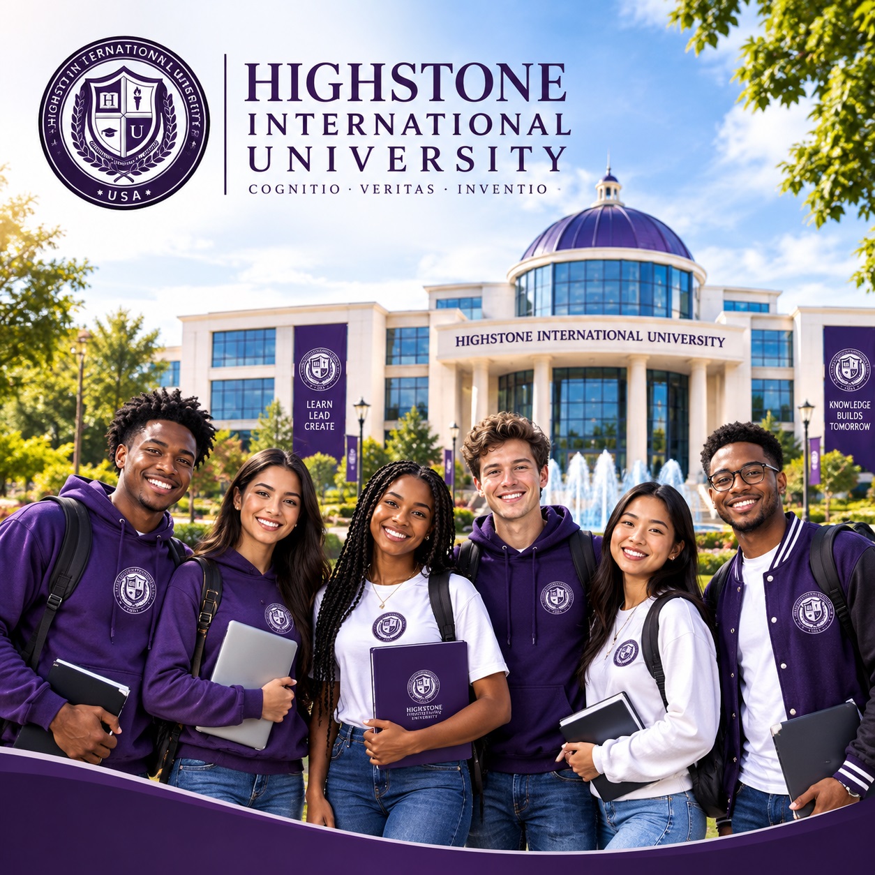 Highstone International University campus and university branding